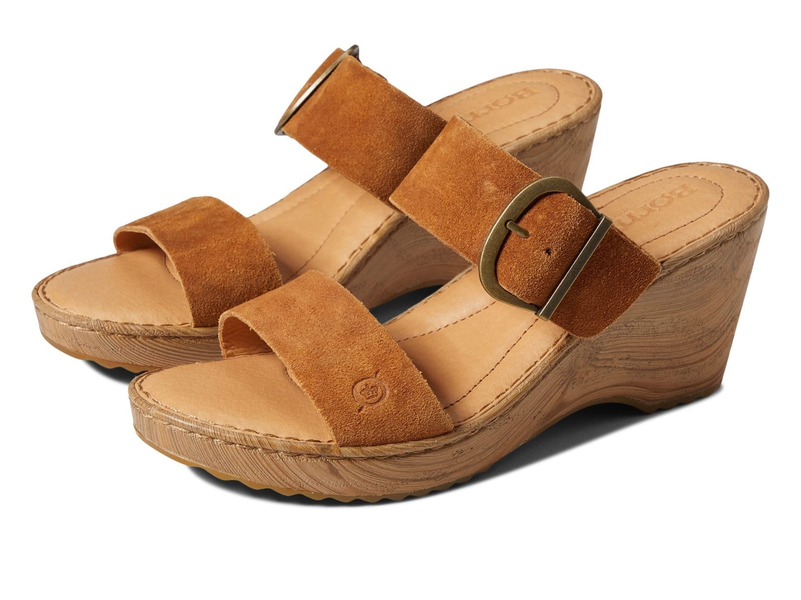 Born Emily Women's Size 11 Distressed Tan Leather Handcrafted Wedge Sandals 11 M
